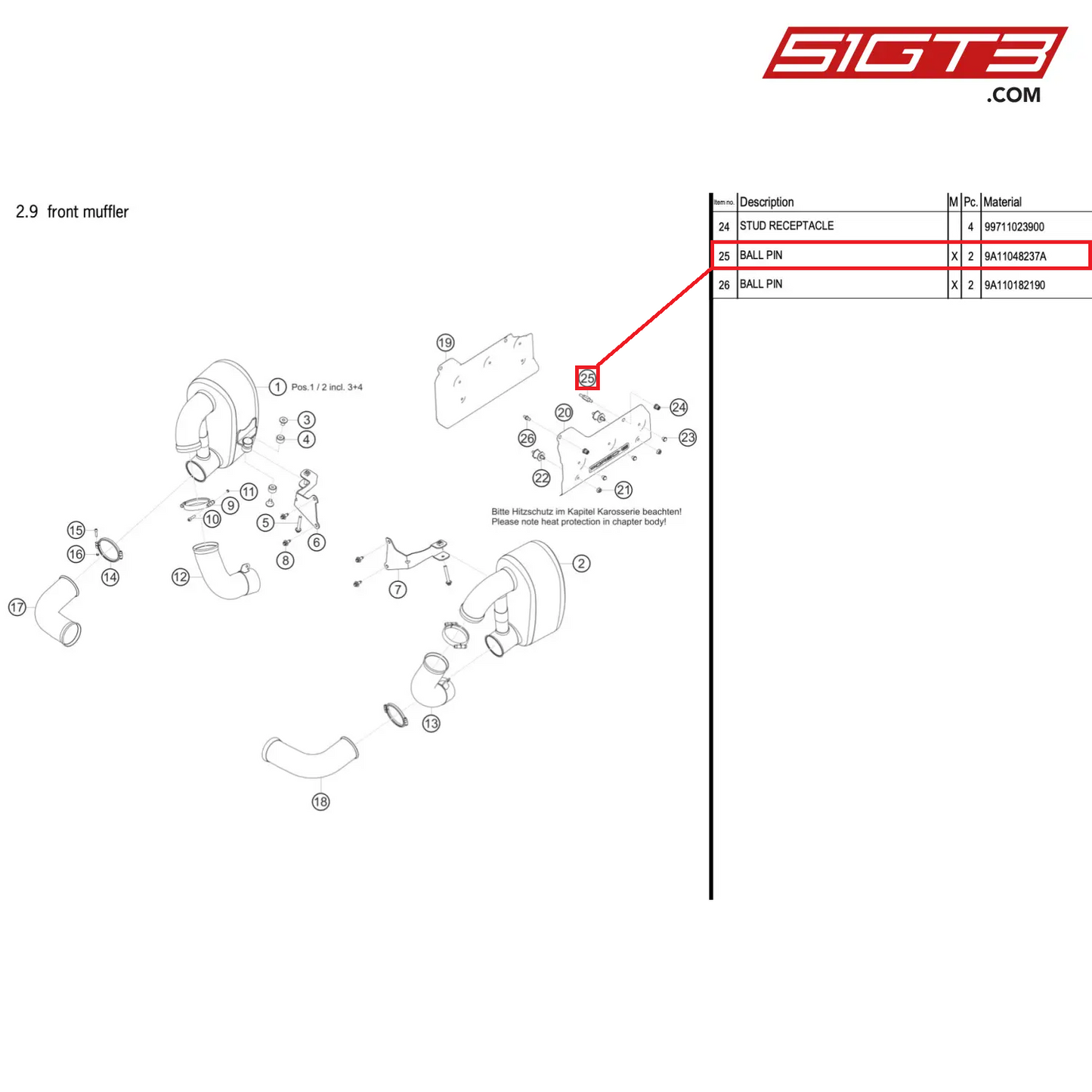 BALL PIN - 9A11048237A [PORSCHE 911 GT3 R Type 991 (GEN 2)]