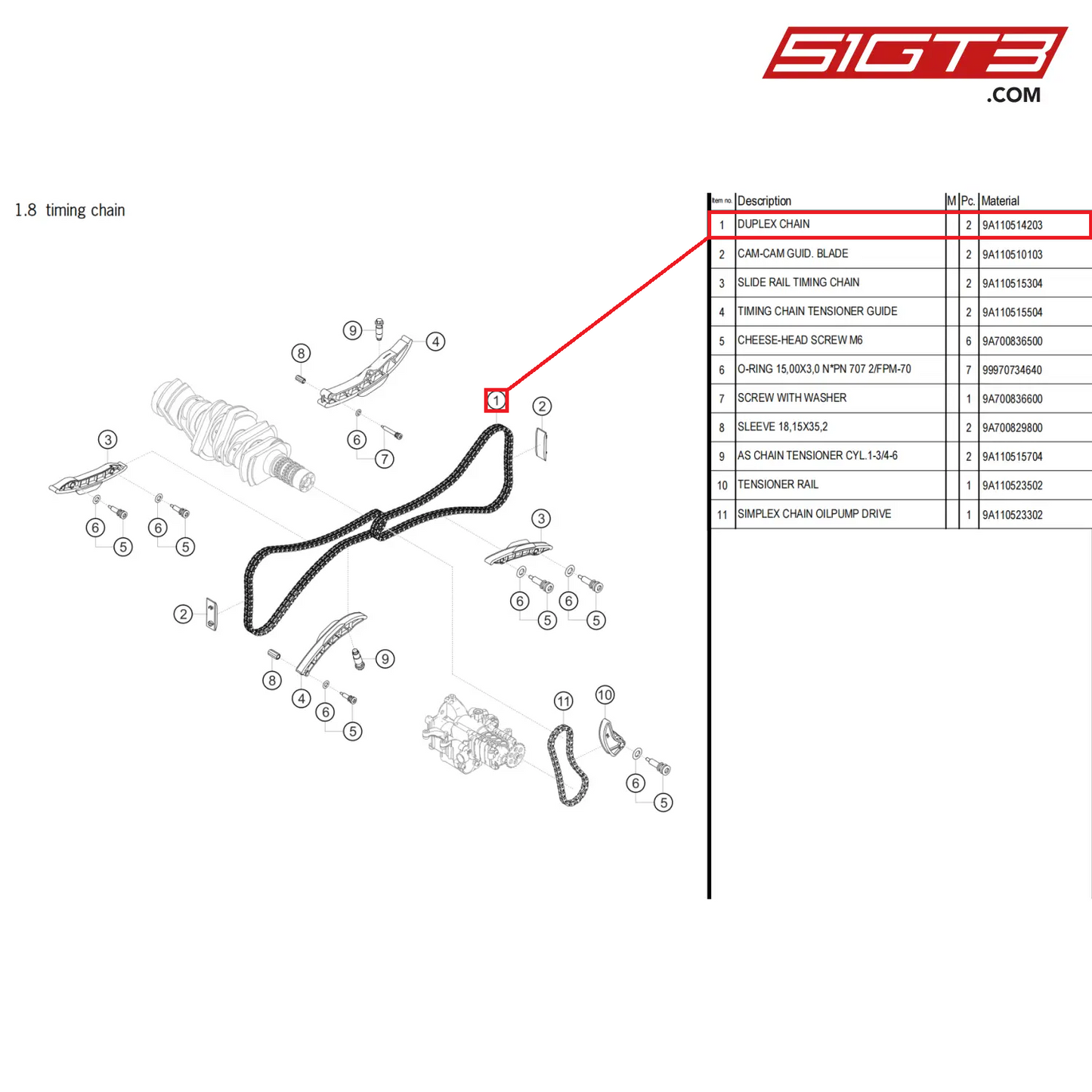 DUPLEX CHAIN - 9A110514203 [PORSCHE 718 Cayman GT4 Clubsport]