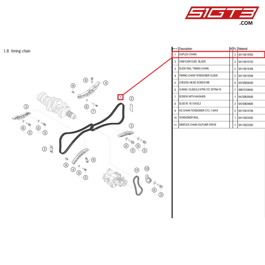 DUPLEX CHAIN - 9A110514203 [PORSCHE 718 Cayman GT4 Clubsport]