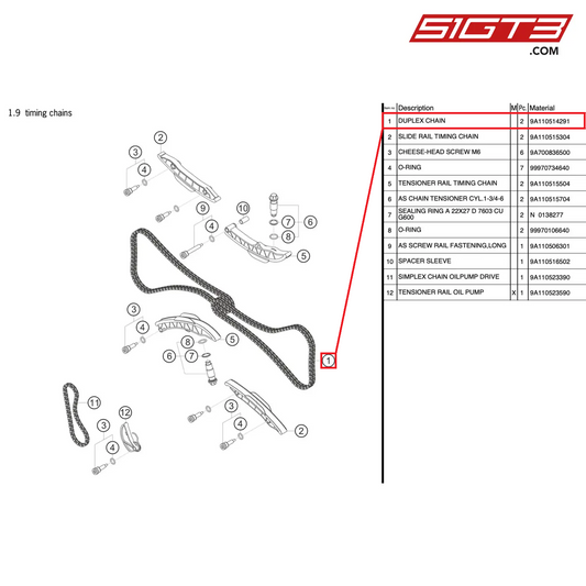 DUPLEX CHAIN - 9A110514291 [PORSCHE 991.2 GT3 Cup]