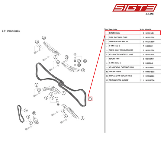 DUPLEX CHAIN - 9A110514291 [PORSCHE 991.1 GT3 Cup (2017)]