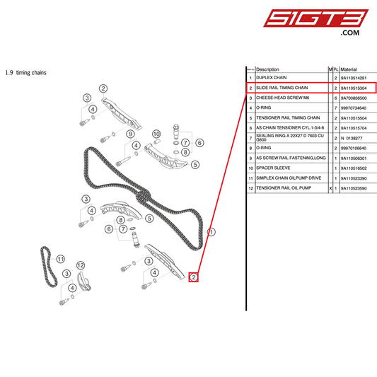 SLIDE RAIL TIMING CHAIN - 9A110515304 [PORSCHE 991.2 GT3 Cup]