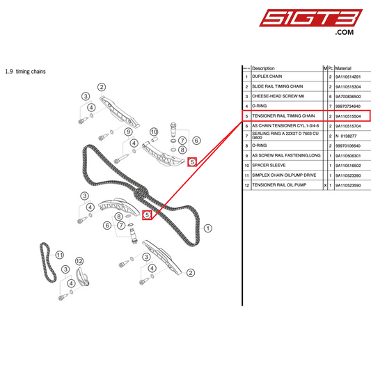 TIMING CHAIN TENSIONER GUIDE - 9A110515504 [PORSCHE 991.2 GT3 Cup]