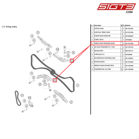 TIMING CHAIN TENSIONER GUIDE - 9A110515504 [PORSCHE 991.1 GT3 Cup (2017)]