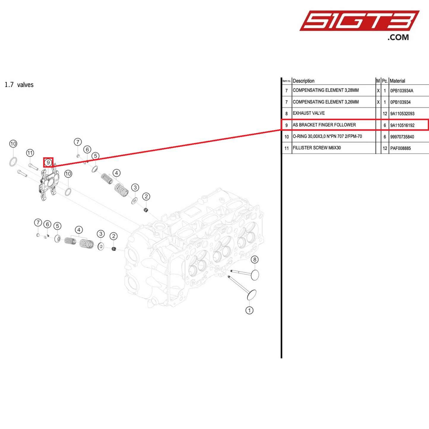 AS BRACKET FINGER FOLLOWER - 9A110516192 [PORSCHE 991.1 GT3 Cup (2017)]