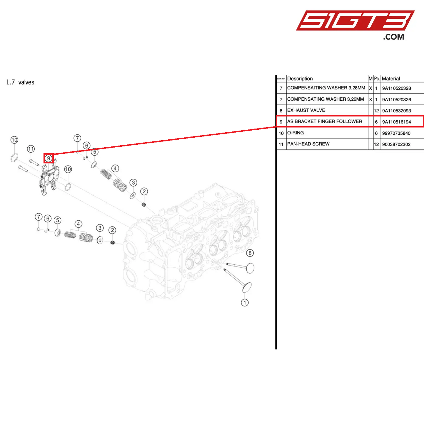 AS BEARING PEDESTAL CAM FOLLOWER - 9A110516194 [PORSCHE 991.2 GT3 Cup]