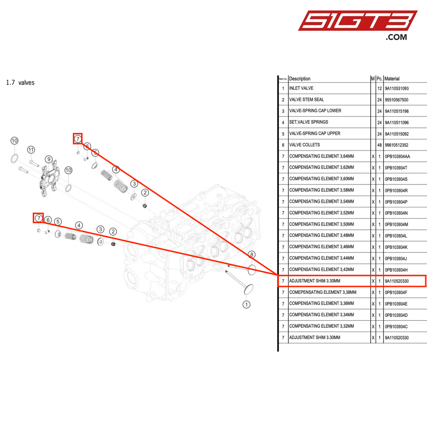 ADJUSTMENT SHIM 3.30MM - 9A110520330 [PORSCHE 991.1 GT3 Cup (2017)]