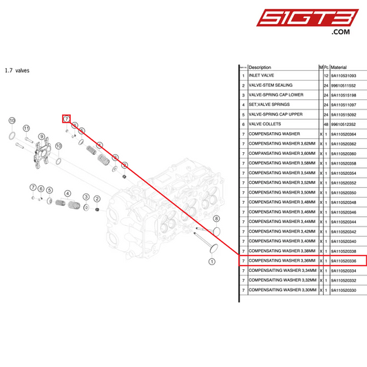 ADJUSTMENT SHIM 3.36MM - 9A110520336 [PORSCHE 991.2 GT3 Cup]