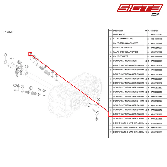 ADJUSTMENT SHIM 3.38MM - 9A110520338 [PORSCHE 991.2 GT3 Cup]