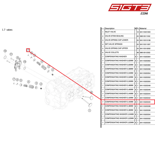 ADJUSTMENT SHIM 3.40MM - 9A110520340 [PORSCHE 991.2 GT3 Cup]