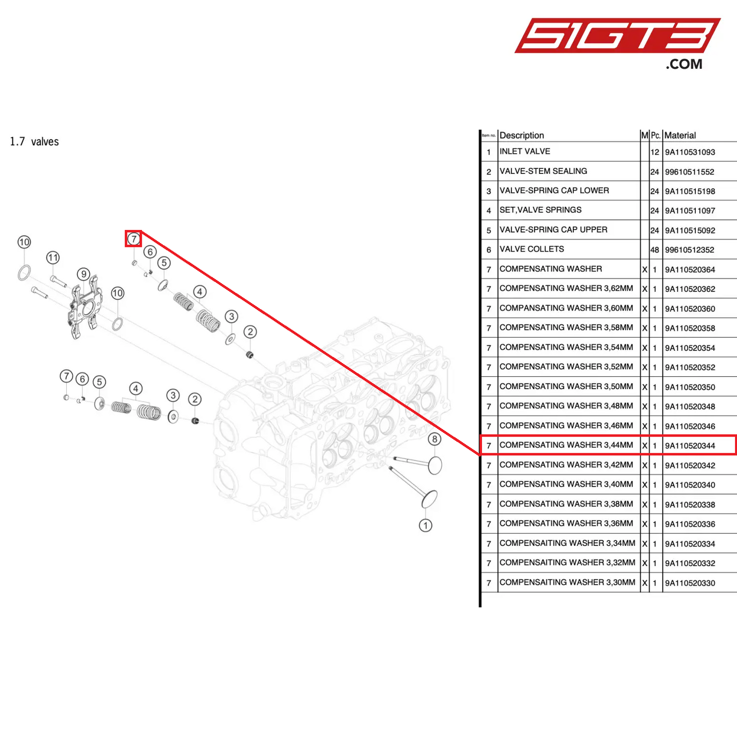 ADJUSTMENT SHIM 3.44MM - 9A110520344 [PORSCHE 991.2 GT3 Cup]