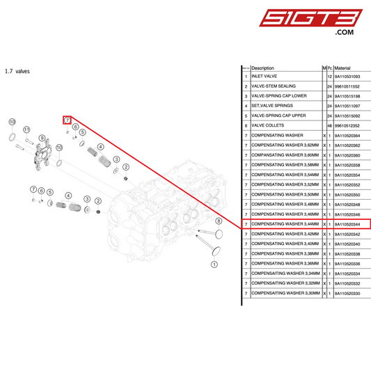 ADJUSTMENT SHIM 3.44MM - 9A110520344 [PORSCHE 991.2 GT3 Cup]