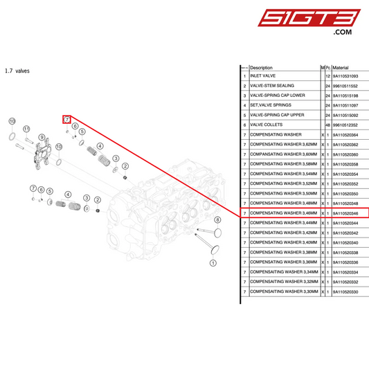 ADJUSTMENT SHIM 3.46MM - 9A110520346 [PORSCHE 991.2 GT3 Cup]