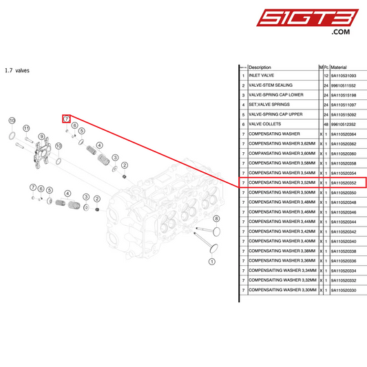 ADJUSTMENT SHIM 3.52MM - 9A110520352 [PORSCHE 991.2 GT3 Cup]