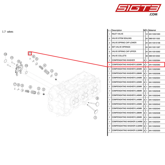 ADJUSTMENT SHIM 3.62MM - 9A110520362 [PORSCHE 991.2 GT3 Cup]