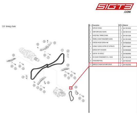 SIMPLEX CHAIN OILPUMP DRIVE - 9A110523302 [PORSCHE 718 Cayman GT4 Clubsport]