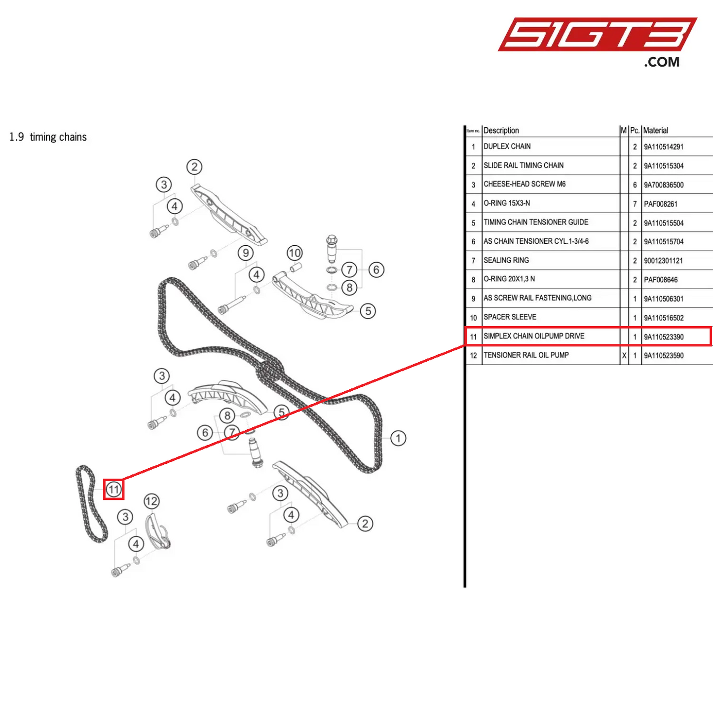 SIMPLEX CHAIN OILPUMP DRIVE - 9A110523390 [PORSCHE 991.1 GT3 Cup (2017)]