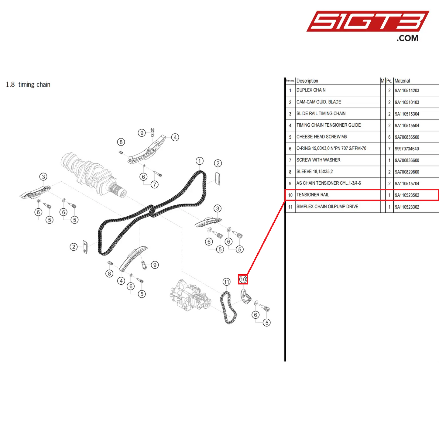 TENSIONER RAIL - 9A110523502 [PORSCHE 718 Cayman GT4 Clubsport]