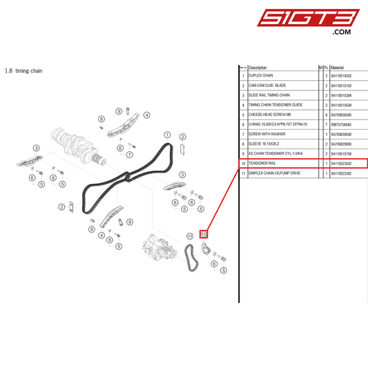 TENSIONER RAIL - 9A110523502 [PORSCHE 718 Cayman GT4 Clubsport]