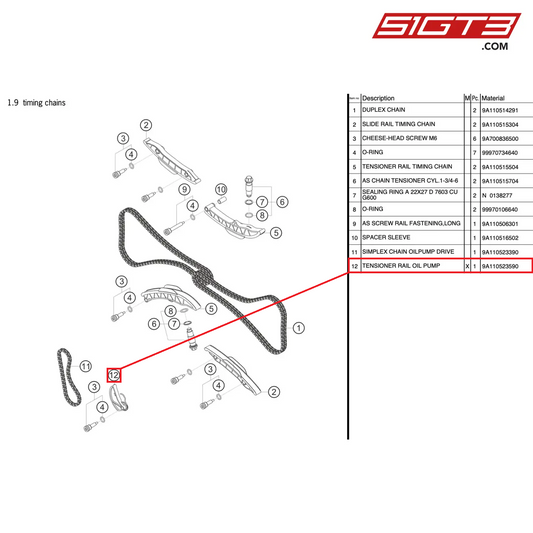 TENSIONER RAIL OIL PUMP - 9A110523590 [PORSCHE 991.2 GT3 Cup]