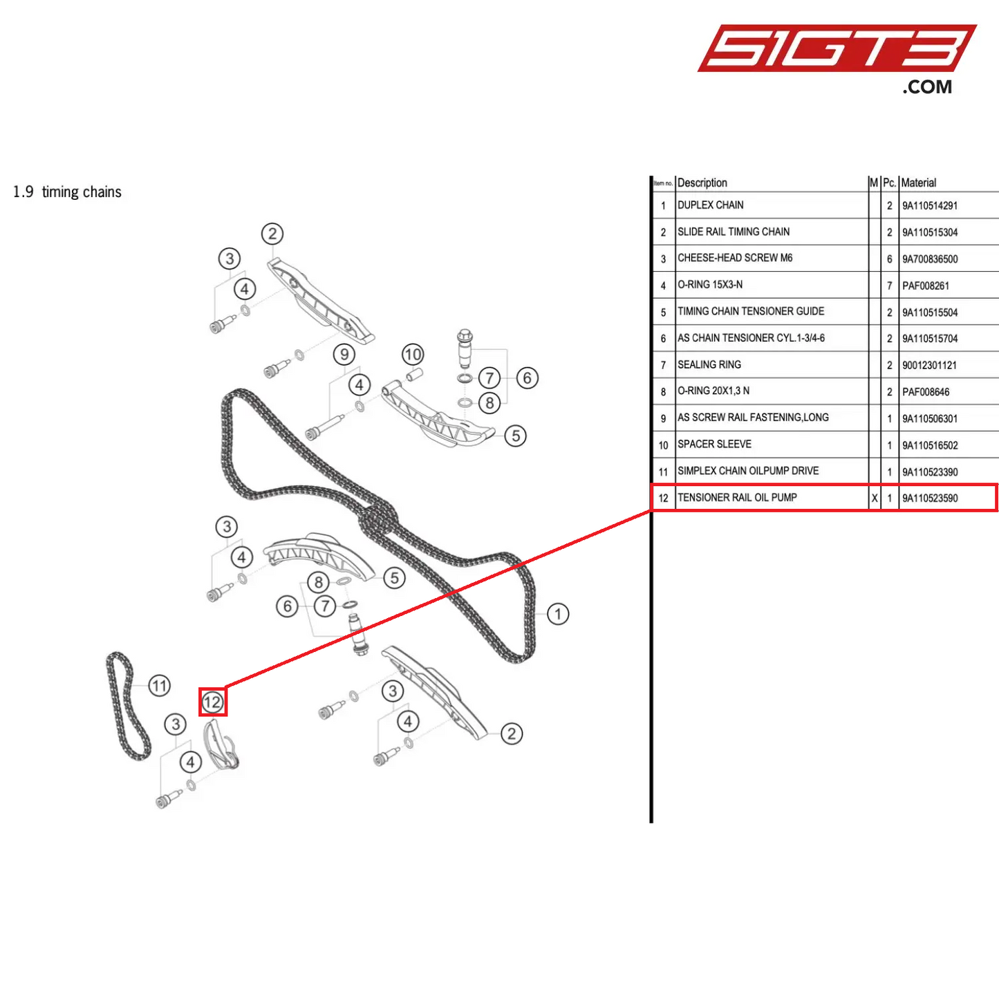 TENSIONER RAIL OIL PUMP - 9A110523590 [PORSCHE 991.1 GT3 Cup (2017)]