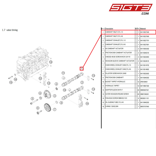 CAMSHAFT INLET,CYL.1-3 - 9A110527545 [PORSCHE 718 Cayman GT4 Clubsport]