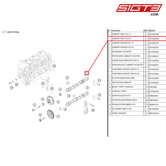 CAMSHAFT INLET,CYL.4-6 - 9A110527645 [PORSCHE 718 Cayman GT4 Clubsport]