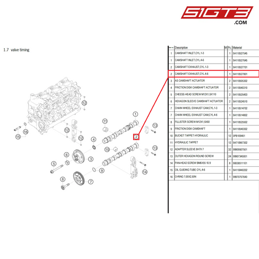 CAMSHAFT EXHAUST,CYL.4-6 - 9A110527801 [PORSCHE 718 Cayman GT4 Clubsport]