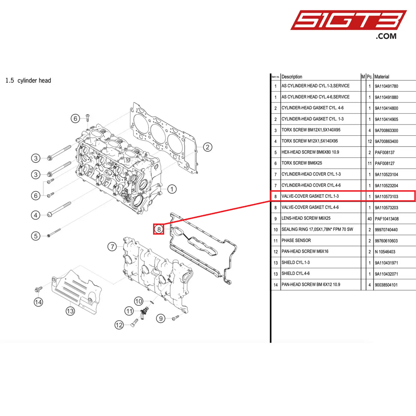 VALVE-COVER GASKET CYL.1-3 - 9A110573103 [PORSCHE 911 GT2 RS Clubsport]