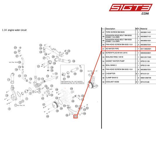 AS WATER PIPE - 9A110602591 [PORSCHE 911 GT3 Cup Type 991 (GEN 2)]