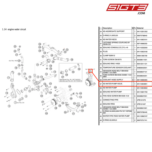 AS WATER-PUMP HOUS. - 9A110603991 [PORSCHE 911 GT3 Cup Type 991 (GEN 2)]