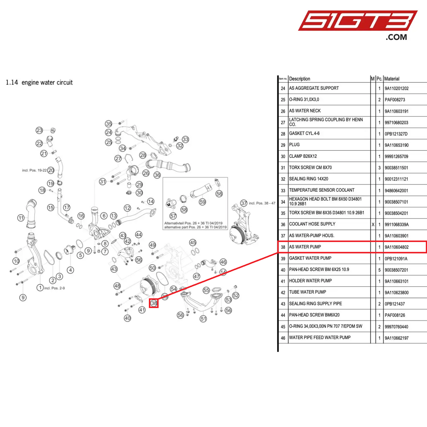 AS WATER PUMP - 9A110604802 [PORSCHE 991.1 GT3 Cup (2017)]