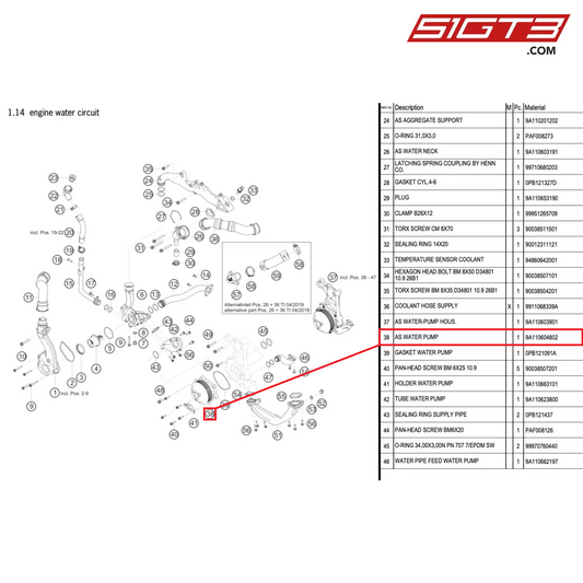 AS WATER PUMP - 9A110604802 [PORSCHE 991.1 GT3 Cup (2017)]