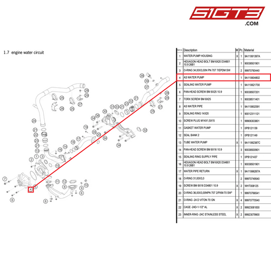 AS WATER PUMP - 9A110604802 [PORSCHE 911 GT3 R Type 991 (GEN 2)]