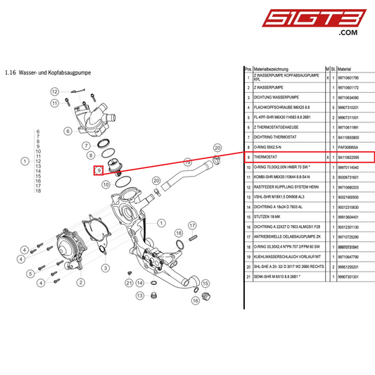 THERMOSTAT - 9A110622595 [PORSCHE 991.1 GT3 Cup (2016)]