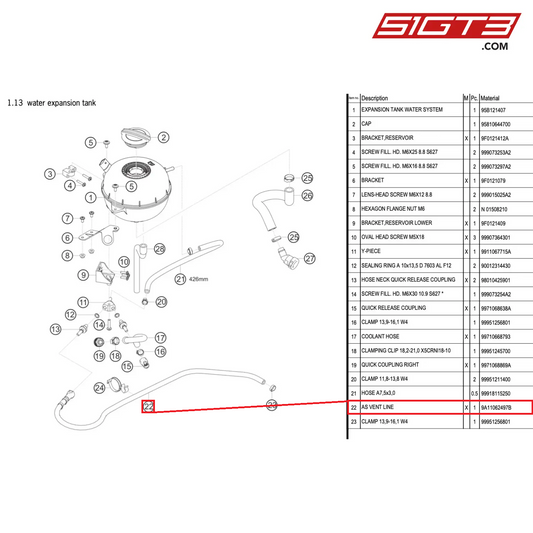 AS VENT LINE - 9A11062497B [PORSCHE 911 GT3 R Type 991 (GEN 2)]