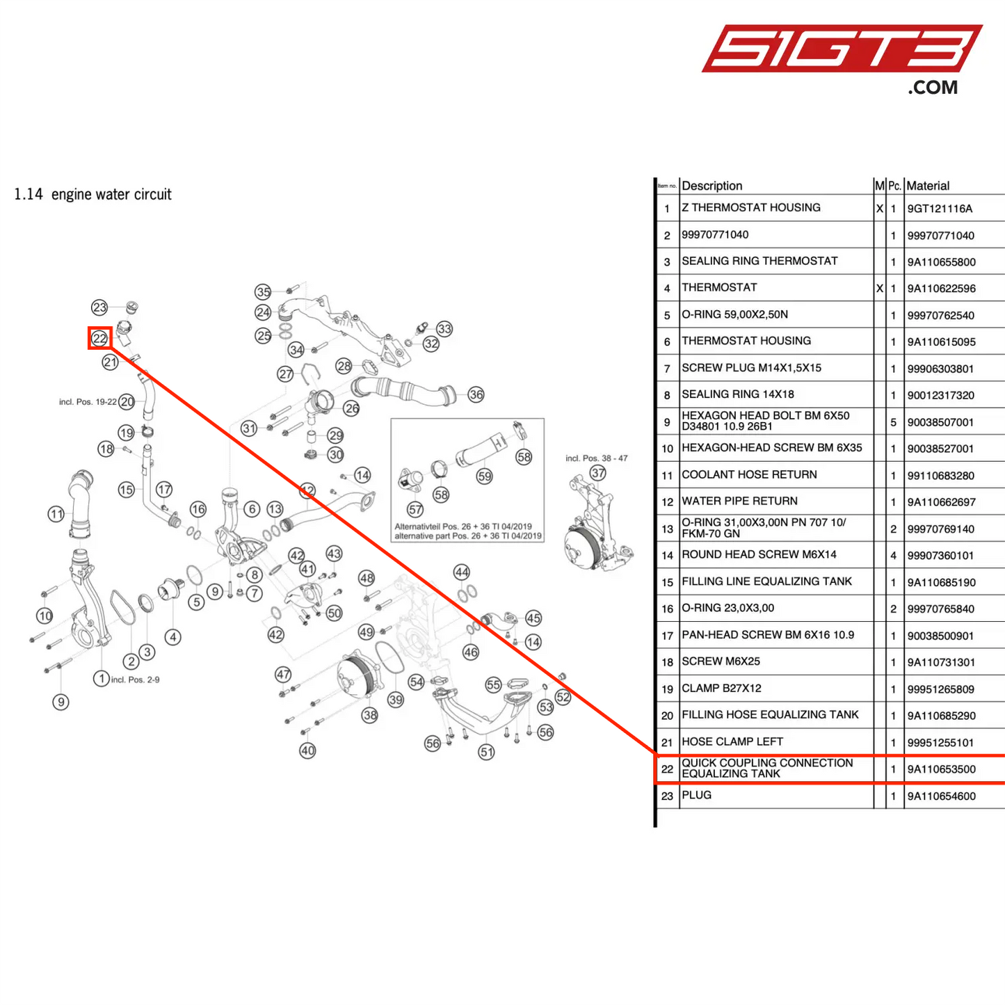 QUICK COUPLING CONNECTION EQUALIZING TANK - 9A110653500 [PORSCHE 911 GT3 Cup Type 991 (GEN 2)]