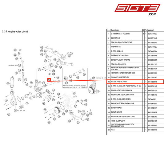 WATER PIPE RETURN - 9A110662696 [PORSCHE 991.1 GT3 Cup (2017)]