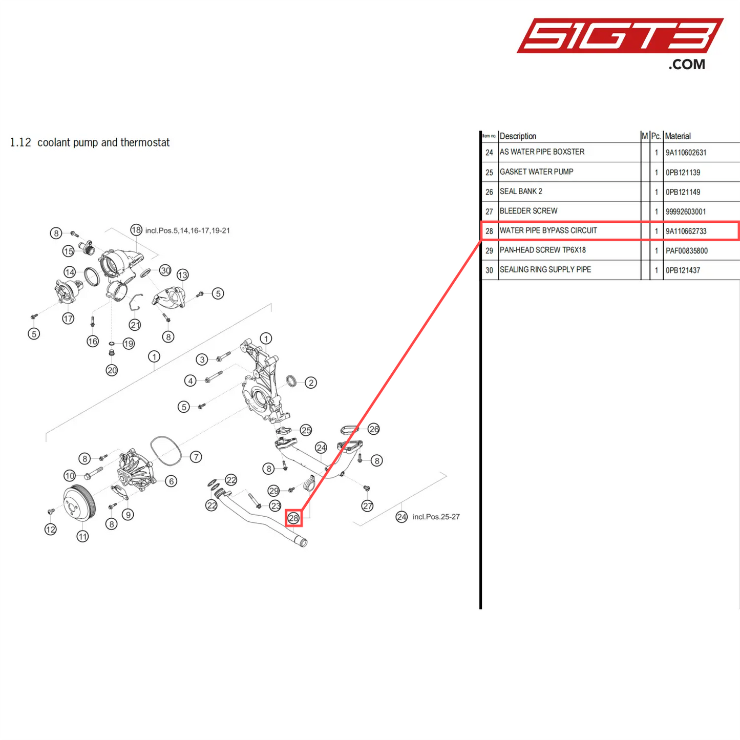 WATER PIPE BYPASS CIRCUIT - 9A110662733 [PORSCHE 718 Cayman GT4 Clubsport]