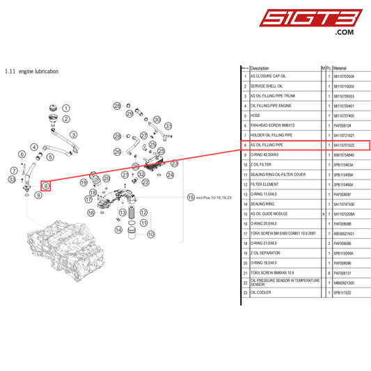 AS OIL FILLING PIPE - 9A110701622 [PORSCHE 718 Cayman GT4 Clubsport]