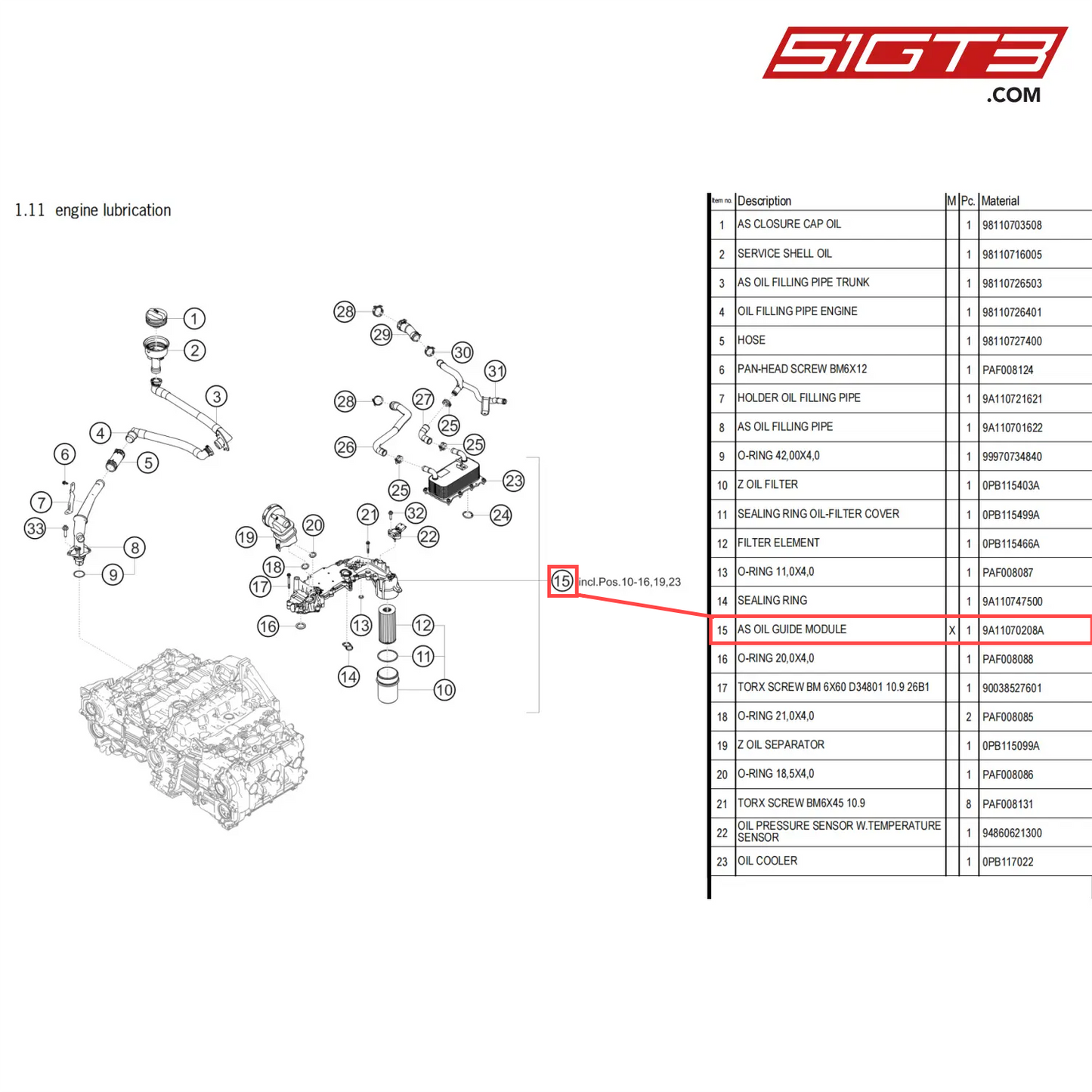 AS OIL GUIDE MODULE - 9A11070208A [PORSCHE 718 Cayman GT4 Clubsport]