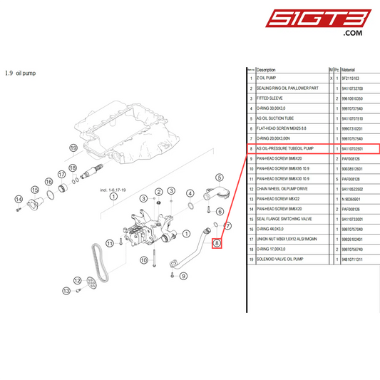 AS OIL-PRESSURE TUBEOIL PUMP - 9A110702501 [PORSCHE 718 Cayman GT4 Clubsport]