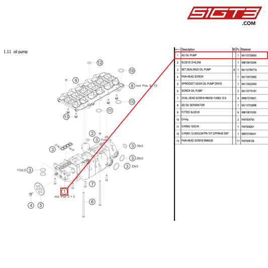 AS OIL PUMP - 9A110705693 [PORSCHE 991.1 GT3 Cup (2017)]