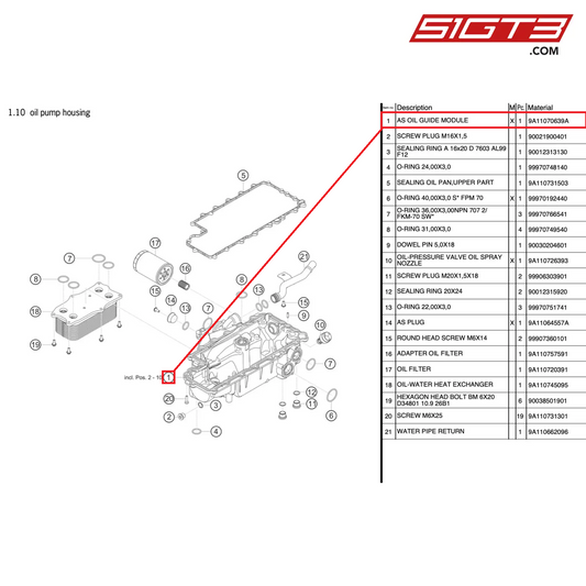 AS OIL GUIDE MODULE - 9A11070639A [PORSCHE 991.2 GT3 Cup]