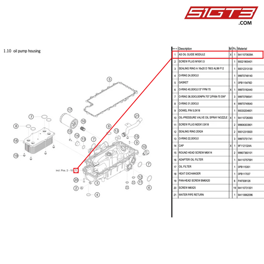 AS OIL GUIDE MODULE - 9A11070639A [PORSCHE 991.1 GT3 Cup (2017)]