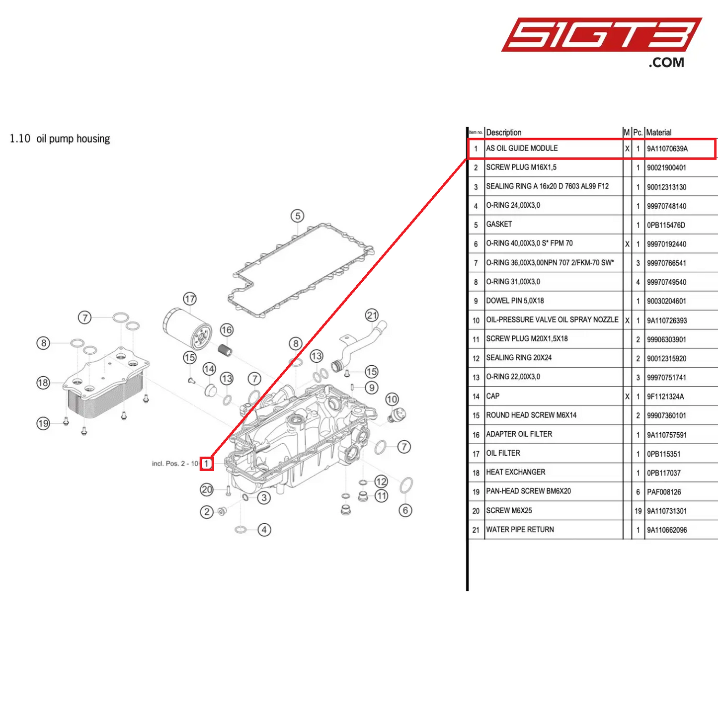 OIL-PRESSURE VALVE OIL SPRAY NOZZLE - 9A110726393 [PORSCHE 991.1 GT3 Cup (2017)]