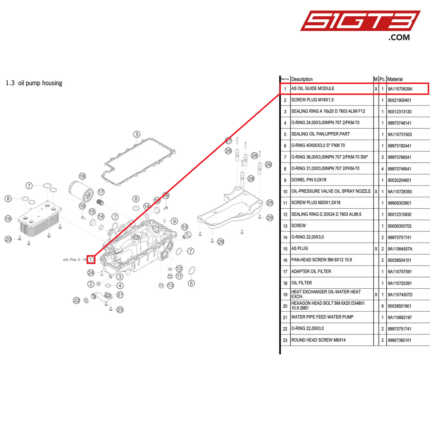 AS OIL GUIDE MODULE - 9A11070639A [PORSCHE 911 GT3 R Type 991 (GEN 2)]