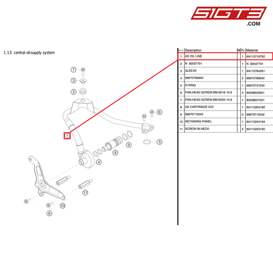 AS OIL LINE - 9A110716792 [PORSCHE 911 GT3 Cup Type 991 (GEN 2)]