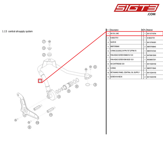 AS OIL LINE - 9A110716794 [PORSCHE 991.1 GT3 Cup (2017)]