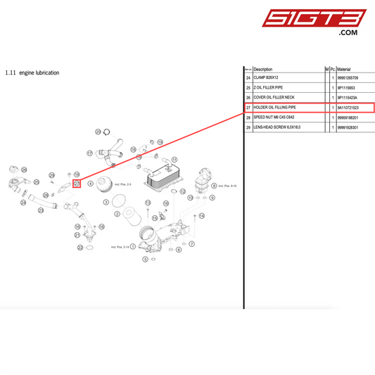 HOLDER OIL FILLING PIPE - 9A110721523 [PORSCHE 911 GT2 RS Clubsport]